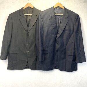Jack Victor Blazer Lot of 2 Loro Piana Mens 44R Navy Black Pinstripe Wool Formal